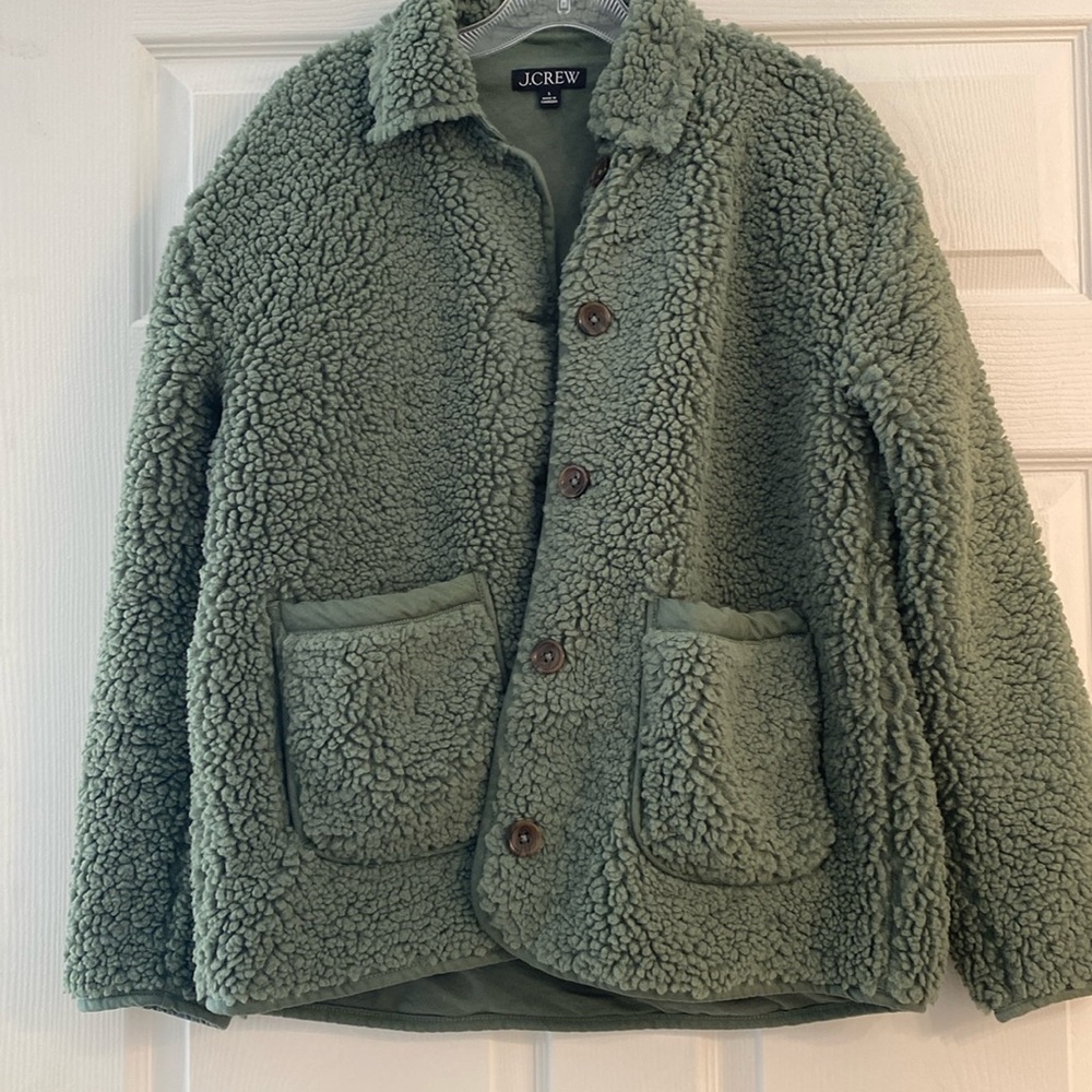 J.Crew Green Teddy Sherpa Jacket